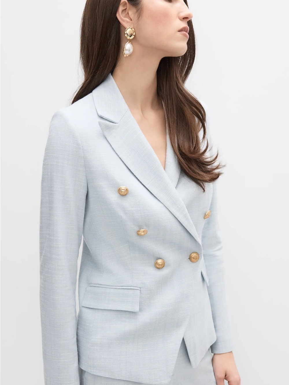 Melanie Lyne Women's Light Blue Double-Breasted Suit Jacket & Trousers - Picture 4 of 10